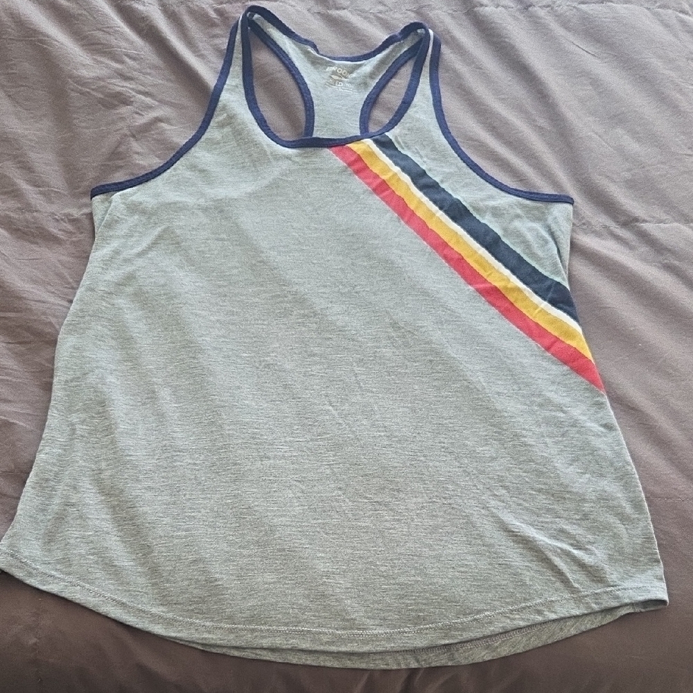 Brooks Gray Tank Top with Colorful Stripes
